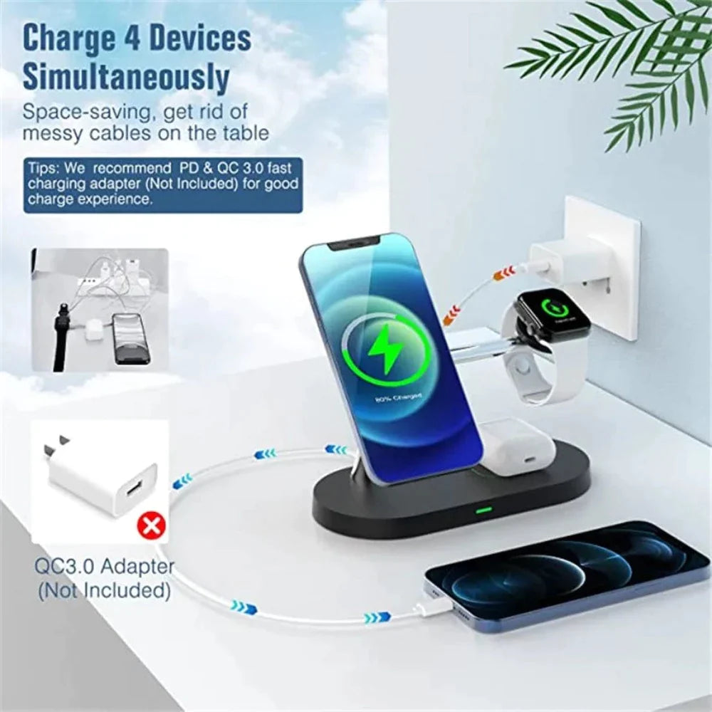 Desktop Magnetic Wireless Charging Station with Built in Lights