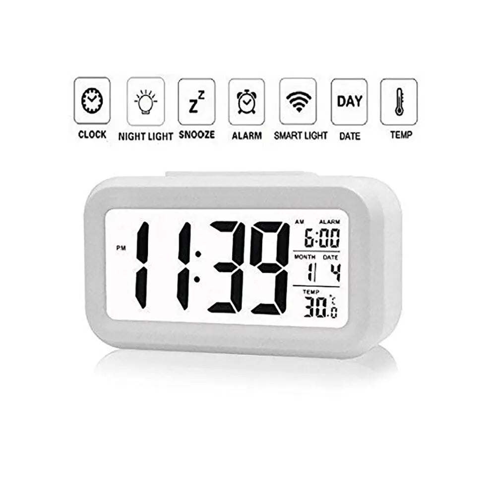 LED Digital Alarm Clock Backlight Snooze Data Time Calendar Desktop