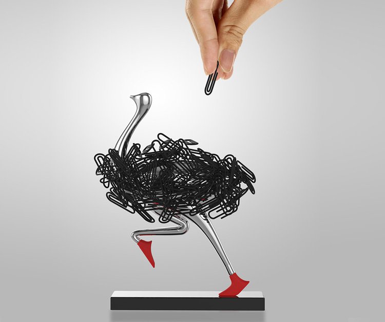 Running Ostrich Paper Clip Storage